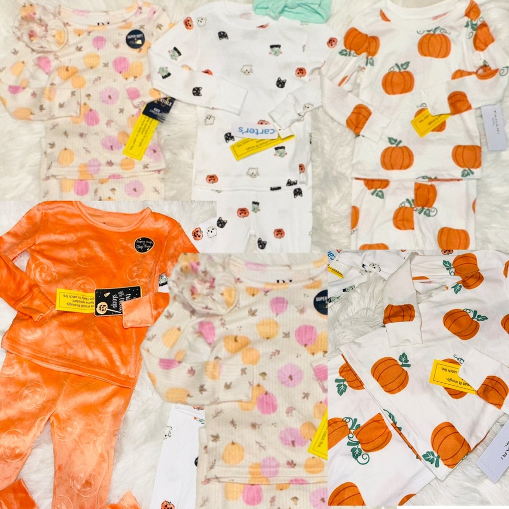 BUNDLE of Halloween and Fall Festive Toddler Girl Pajamas- 4 sets